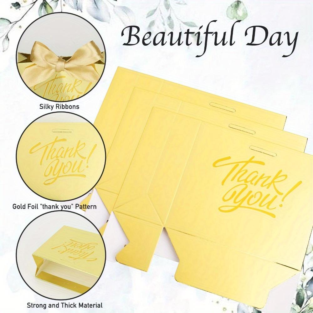 15pcs Small Luxury Golden Mini Gift Bags Paper Treat Boxes with Golden Bow Ribbon Bags for Wedding Favors Birthday Decorations Packaging