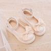 Girls leather shoes princess shoes autumn breathable soft sole 2025 new bow rhinestone little girls single shoes explosion