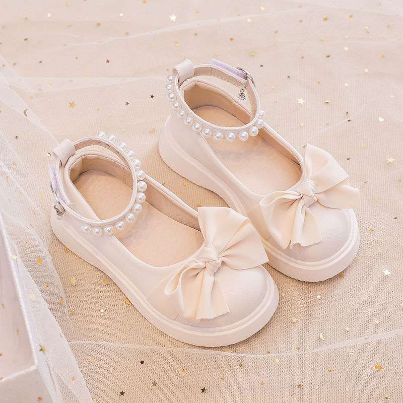Girls leather shoes princess shoes autumn breathable soft sole 2025 new bow rhinestone little girls single shoes explosion