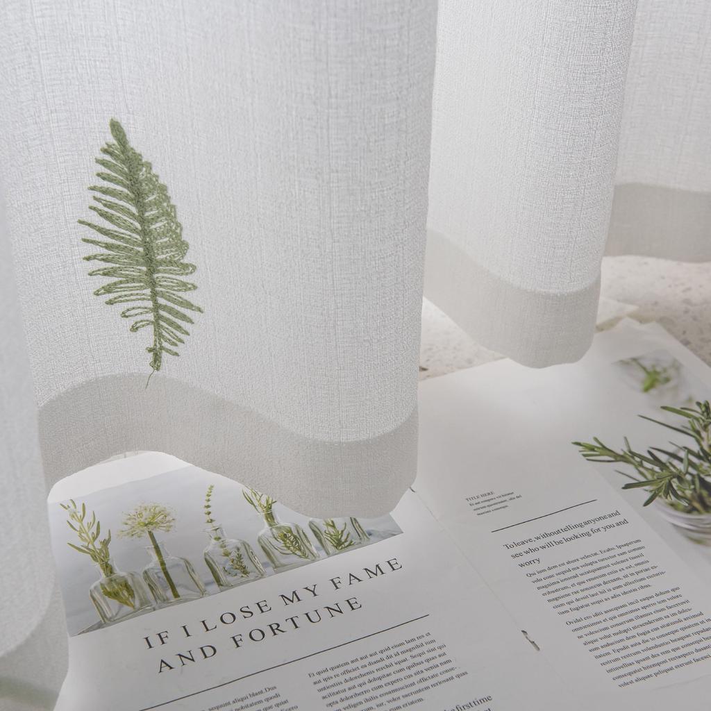 Living Room Window Screen Screen Curtain Translucent Opaque Embroidered White Screen Bay Window Balcony Bedroom Curtain