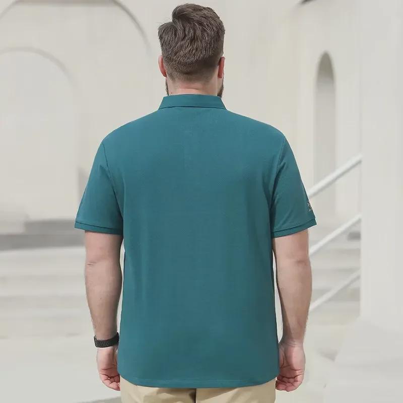 Men's Plus Size Summer Embroidered Short-Sleeve Business Casual Cotton T-Shirt