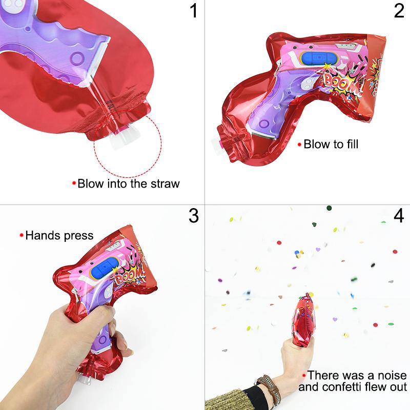 5/10Pcs Confetti Popper Boom Gun Inflatable Balloon For Kids Birthday Party Wedding Decoration Holiday Atmosphere Gifts Boy Toy