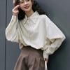 Stripe Women White Shirts Korean Elegant Loose Long Sleeve Female Blouse Autumn New Turn Down Collar Office Ladies Casual Tops