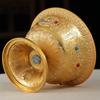 Tibetan Embossed Buddha Bowl Handicraft Inlaid Gem Zinc Alloy Gold Holy Water Cup Tantric Bowl Indoor Altars Desktop Decorative