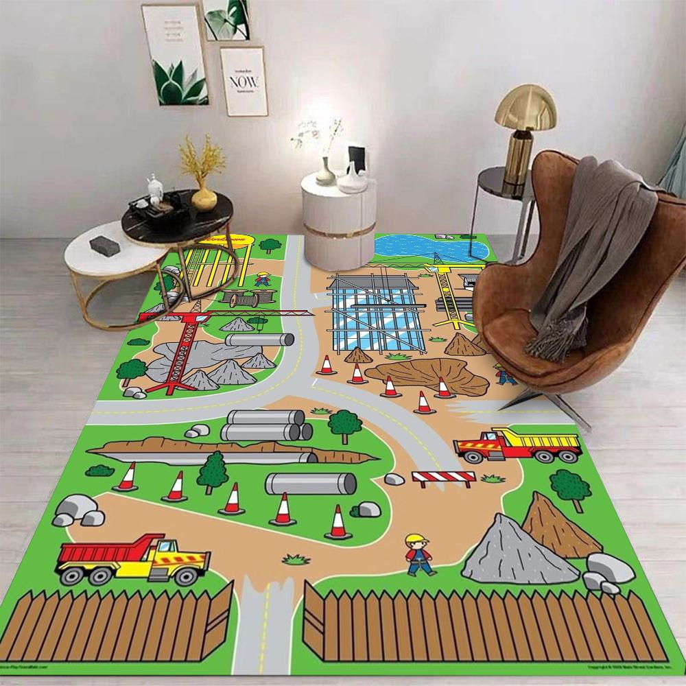City Traffic Playroom Area Rug Play House Game Mat Early Kindergarten Education Carpet or Home Sofa Kids Non-slip Floor Mat