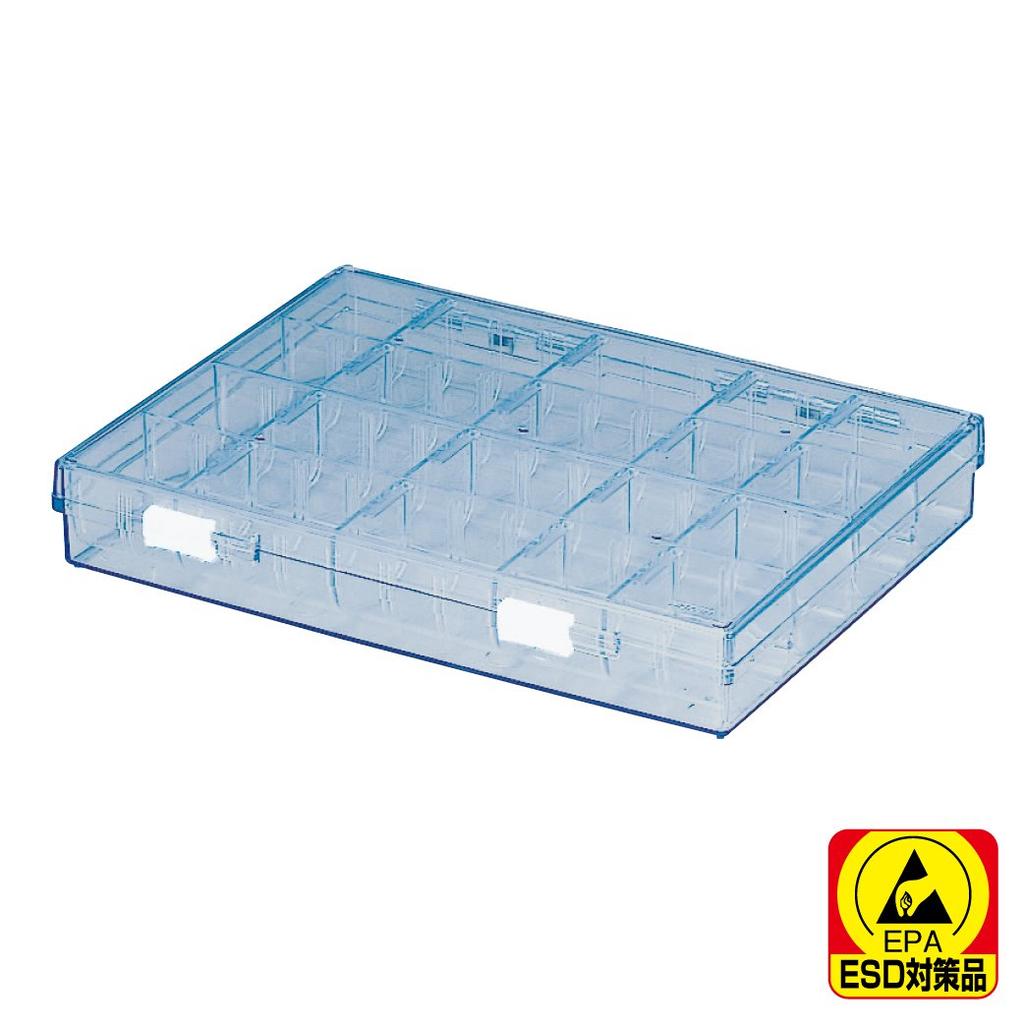 HOZAN ESD Parts Parts Storage Box with Inner Box and Allows Contents to be Viewed with Lid Case, Anti-Static Dividers, Closed, B-17-BB