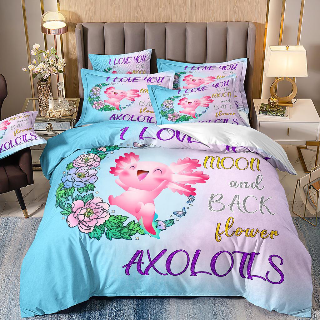 Cartoon Children Animal Frog Salamander Three-Piece Set 3D Digital Printing Grinding Quilt Cover Bedding