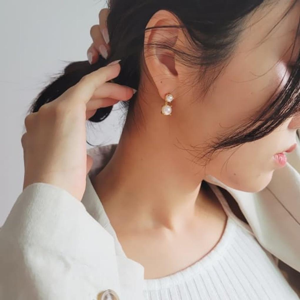 Women's 925 Silver Silver Pearl Freshwater Snowman Earrings