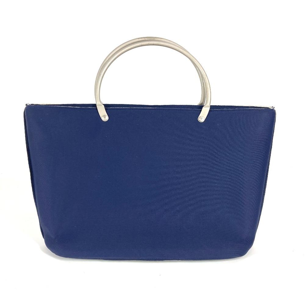 CHANEL Metal handle Bag Tote Bag Hand Bag polyamide Navy