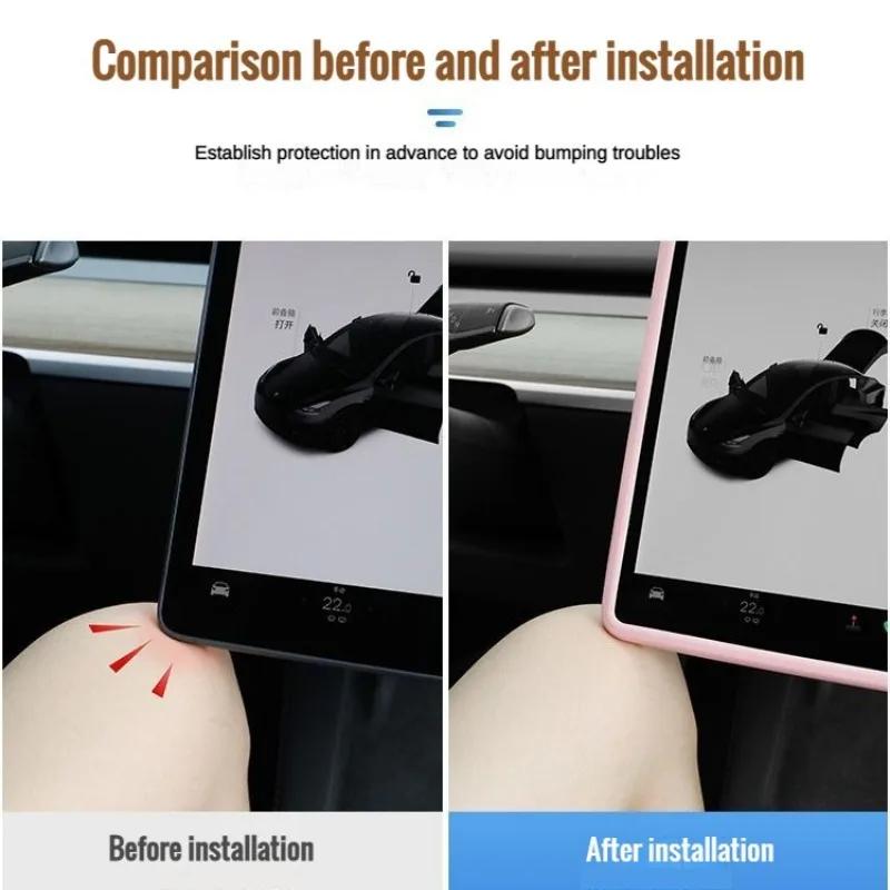 Pentru Tesla Model 3/Y, cadru de protecție din silicon, capac de margine, ecran de control central, ecran de navigație, accesorii pentru mașină Zr