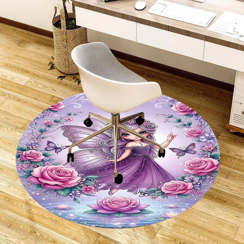 1PC Fairy Non-Slip Floor Round carpet, Office, family, bedroom, Large Area Rug Indoor Rugs,  Durable PolyesterH0334