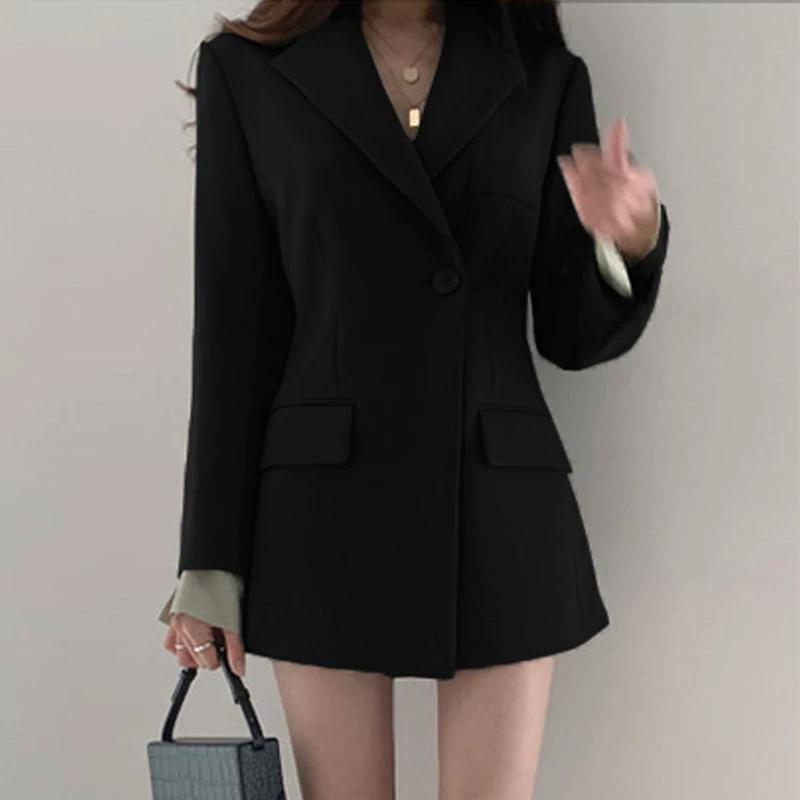 Women's Summer Retro Thin Blazer Pure Color Simple Commuter Loose Tops
