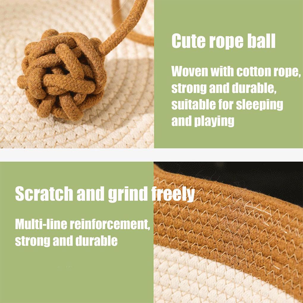 Gewebter Katzenkorb, Katzenbettkorb, runder Seil gewebter Raum, Katzennest, geeignet für Jahreszeiten, Sommerkratzhaus