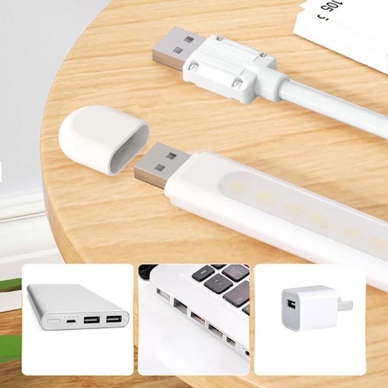 Mini Usb Led Night Light 8Leds Book Lamp Extension Pole Plug Adapter For Reading Notebook Power Bank Type-C And Usb Interfaces