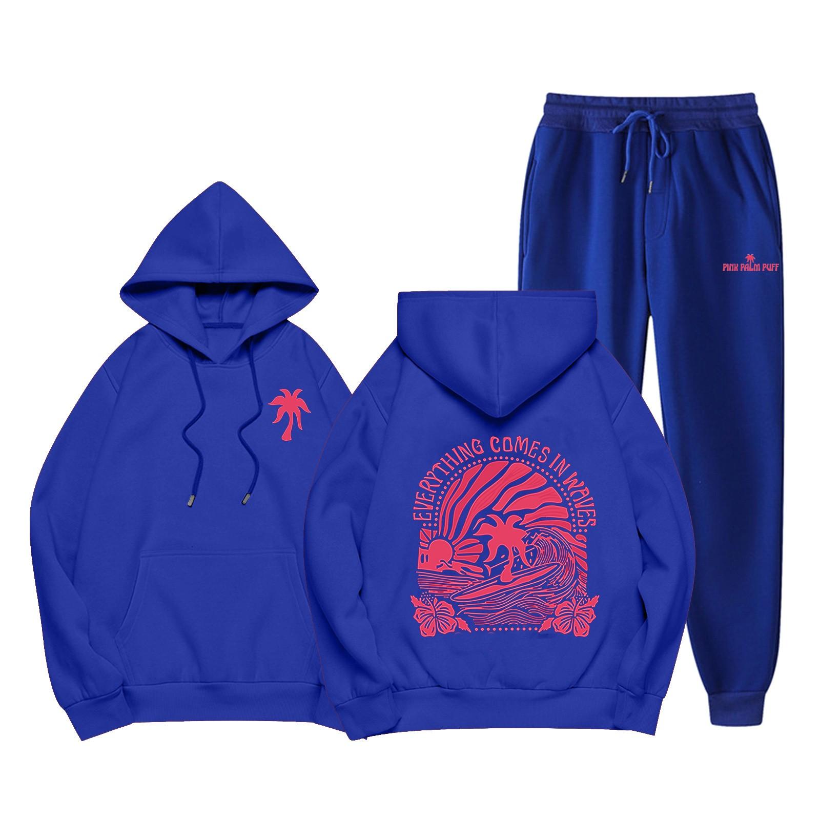 

Унисекс Повседневный комплект из толстовки с капюшоном и брюками с длинными рукавами и карманами на шнурке S