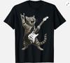 Funny Cat Playing Guitar Rock and Roll Video Games Unisex T-Shirt
