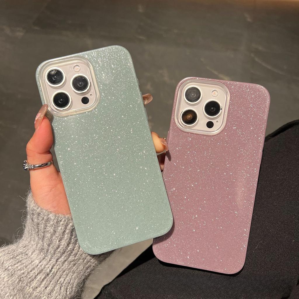 Glitter Solid Color Phone Case for iPhone 15 14 13 Pro Max Sparkly Shockproof Cover