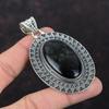 Silber glänzender Obsidian-Anhänger, echter Edelstein-Schmuck, 925er Sterlingsilber-Anhänger, handgefertigter Vintage-Anhänger, Geschenk für Frau, Boho-Stil-Schmuck