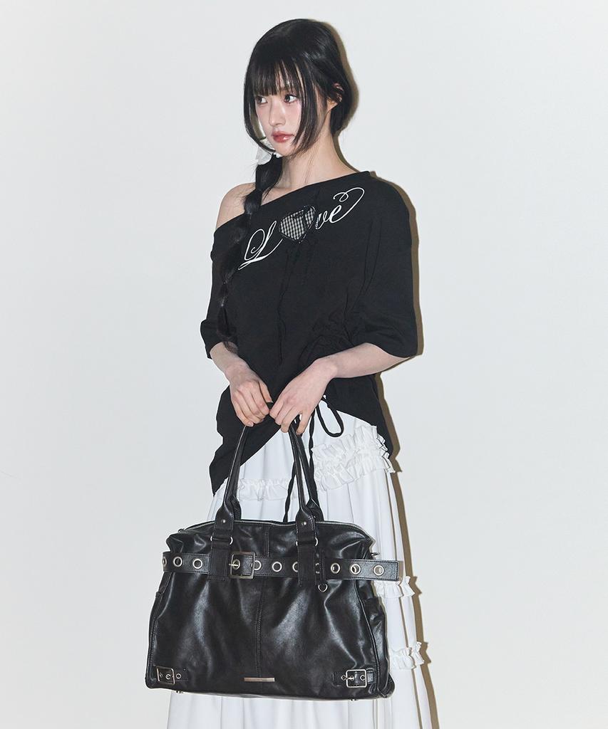 Illigo Belted Square Tote Bag Black