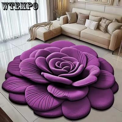 Printed 3D Flower Shaped Home Non-slip Carpets Solid Color Round Bathroom Water-absorbing Floor Mats Dirt-resistant Quick-drying Floor Mats
