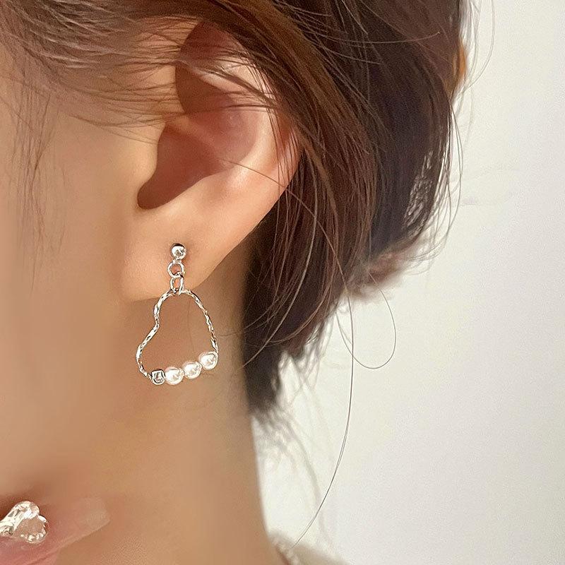 Love Earrings, Pearl Rings, Simple Temperament, Women's Small Earrings, Sweet