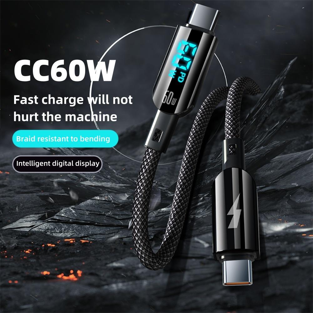 5A 100W Digital Display USB Cable 66W Type C Fast Charging Charger USB-C Cable for Xiaomi Huawei Poco Samsung Oneplus for Apple