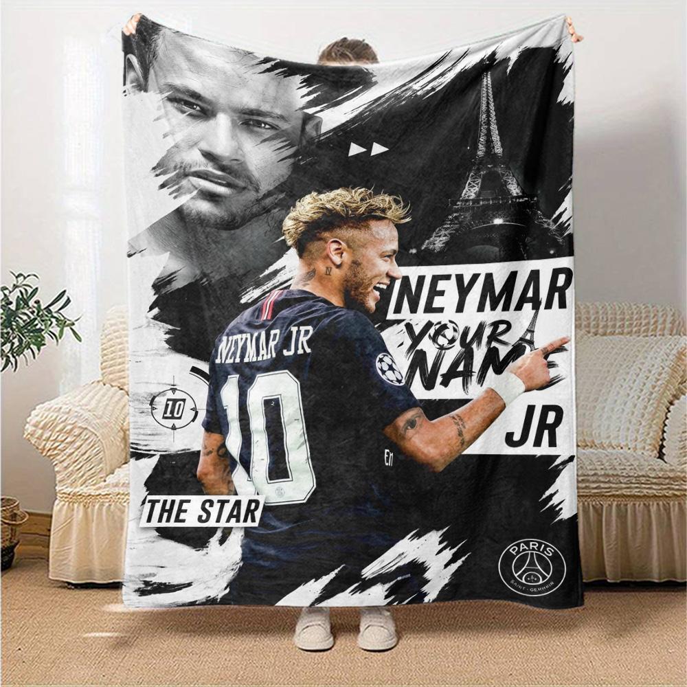 Name Custom Neymar Jr Art Print Flannel Blanket High Quality Warm Comfortable Cover for All Seasons Perfect for Gifts Home Decor