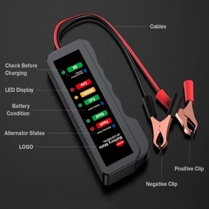 12V Car Motorcycle Fault Detector Battery Tester Digital Alternator Tester