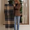 ABRAHAM MOON Merino Wool Shawl Muffler 50cm - Madison Navy Camel