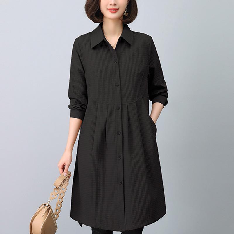 2024 Women's Mid-Length Trench Coat: Chic Spring & Autumn Fashion for Mature Women