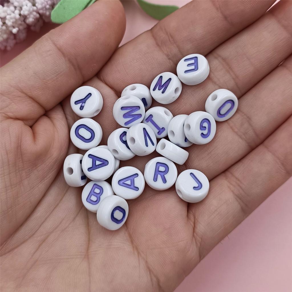 100Pcs 10mm For Jewelry Making DIY White Colorful Letter Loose Beads Necklace Bracelet Pendant Candy Color