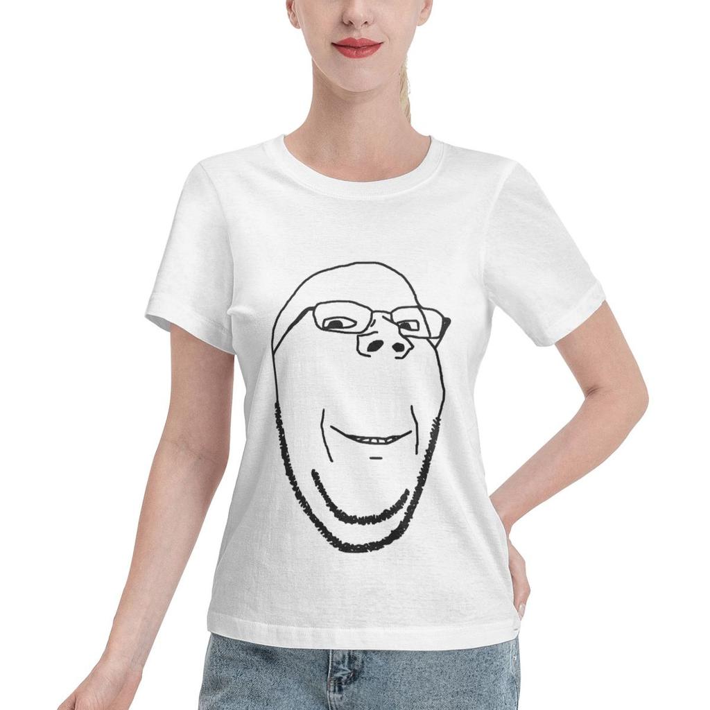 Smiling Wholesome Wojak Soyjak TShirt Women Short Sleeve T Shirts Round Neck Clothes Cotton Summer Tees Streetwear
