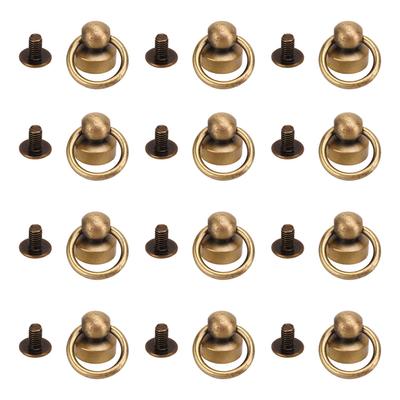 200 Sets Brass Rivets Purse Ball Studs 9mm High Durability Copper Pull Ring Rivet DIY Mobile Phone
