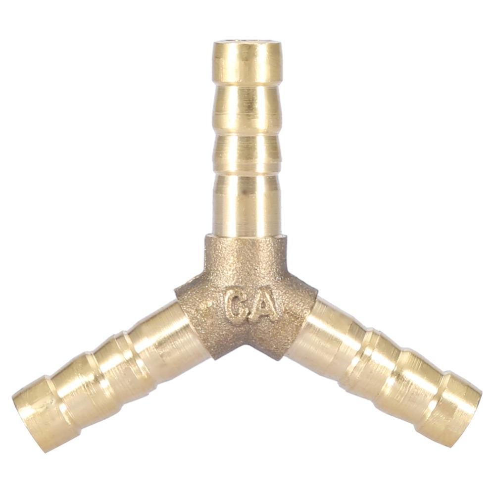 4pcs Union Adapter 3-Way Barbed Fitting Brass Material Y Shaped Fitting Fluid Transfer