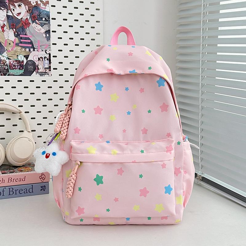 New high-value, fresh and sweet, colored star backpack, high school student large-capacity backpack