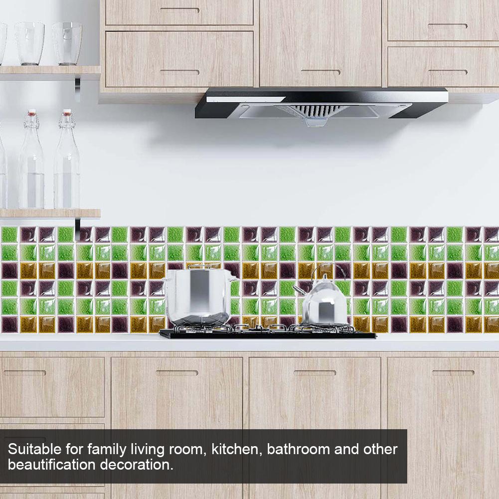 2 Set Grid Pattern Tile Stickers Self Adhesive Wall Decal Sticker for Kitchen Bathroom Decor