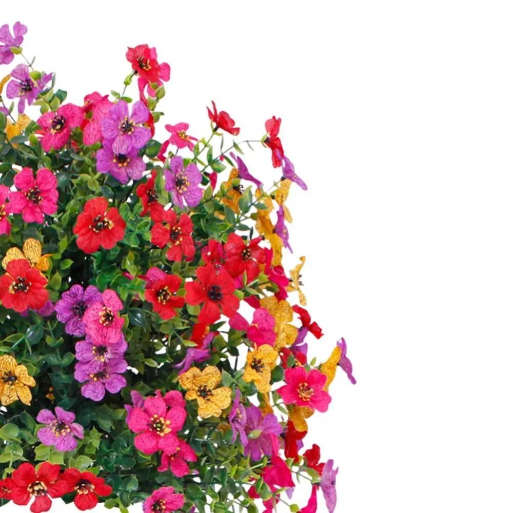 Eucalyptus Flower Artificial Fake Violet Flower Ground Stake Micro Landscaping Simulation Violet Flower Bouquet Plastic Yard Art