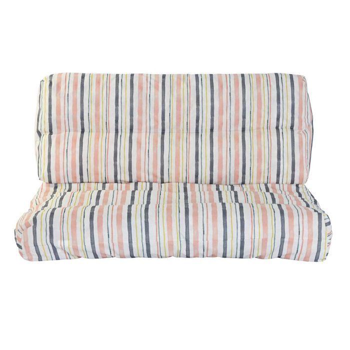 Coussin De Sol - DKD Home Decor - Multicouleur - 120x80x16 Cm - Déhoussable - Rayures