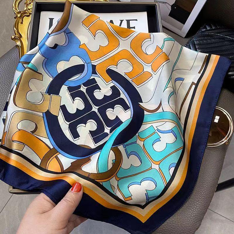 71 * 71 Square Scarf Simulation Silk Year Spring and Autumn Fashion Temperament Printed Silk Scarf Korean Version Women's Versatile Scarf