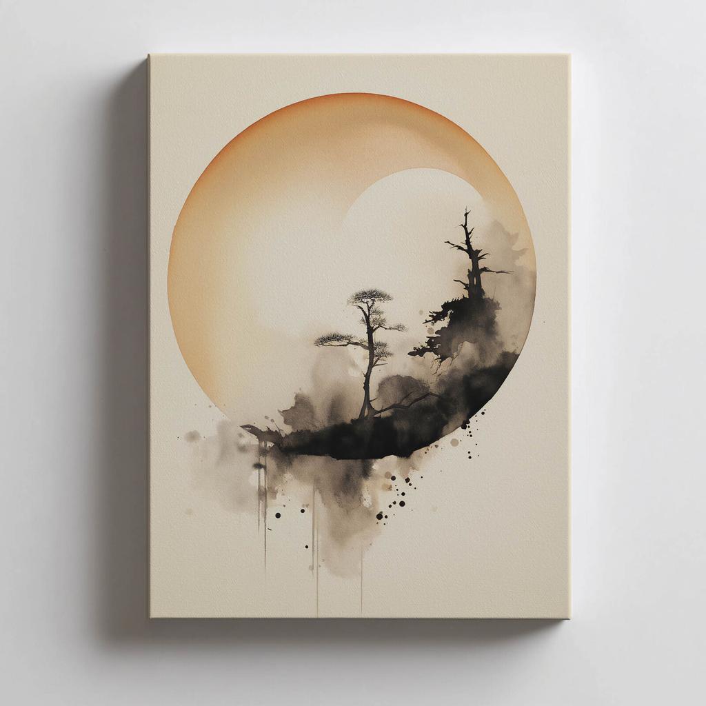 Zen Circle Zen Circle, 50X70 Cm, Dark Brown Wooden Frame, 230 Gsm Matte Paper