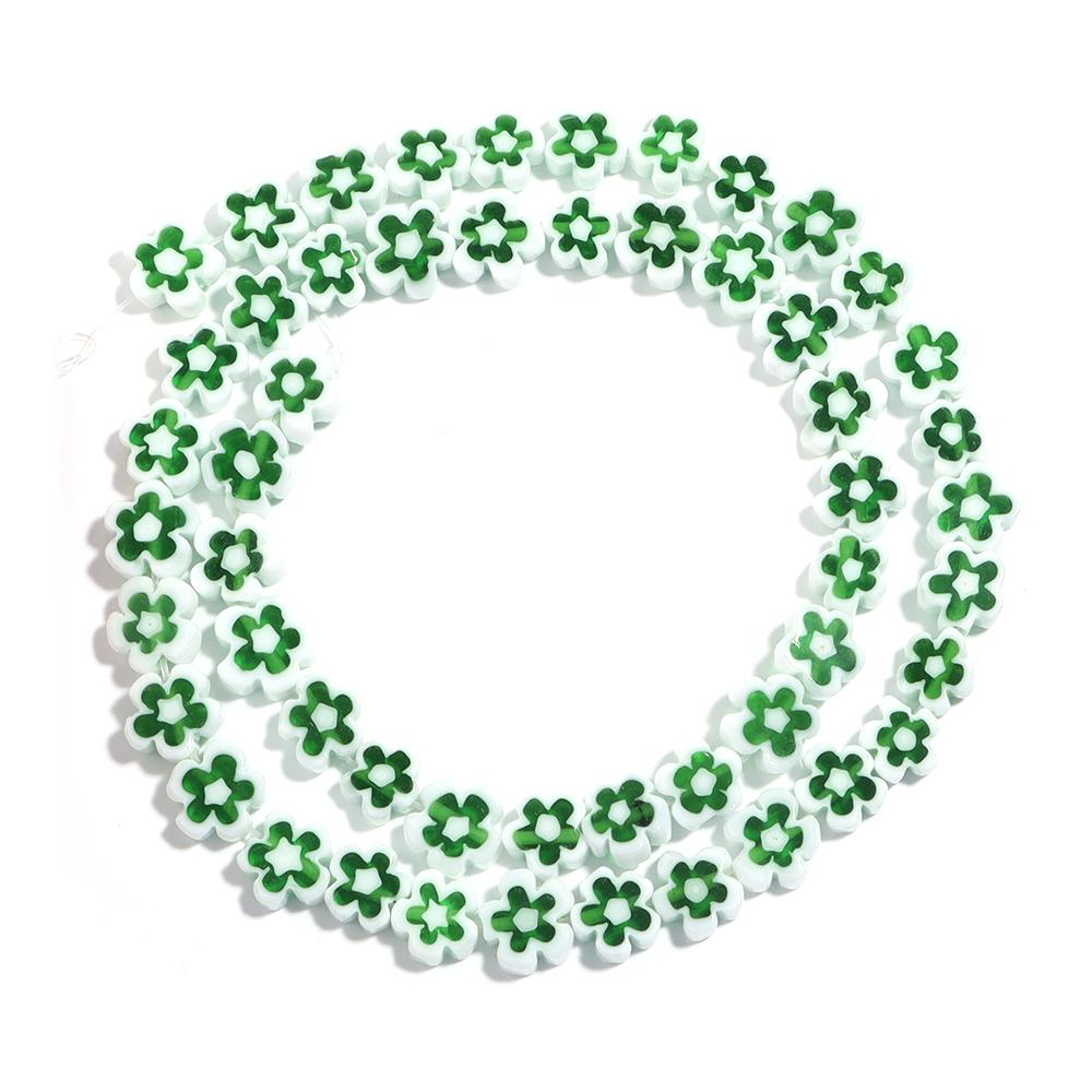 1 Strand Colorful Thousand Flower Lampwork Beads Flat Plum Blossom Loose Beads DIY Handmade Crafts Bracelet Jewelry Accessories
