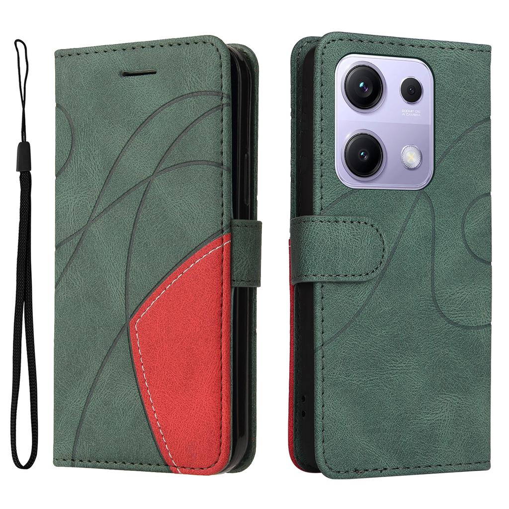 For Xiaomi Poco M6 Pro 4G/Xiaomi Redmi Note 13 Pro 4G/Xiaomi Redmi Note 14S 4G Leather Phone Case Stand Wallet with Bi-colour Splicing Design