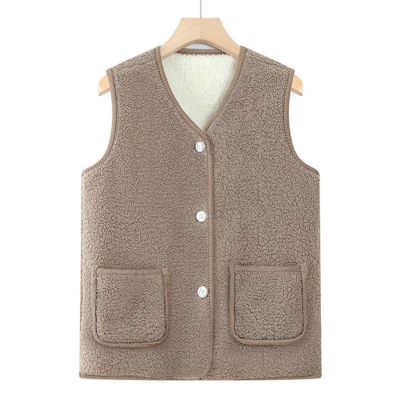 Women's Lamb Fleece Vest Coat - Warm Winter Fashion for Mom