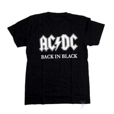 AC/DC Back in Black Klassische Band Reine Baumwolle Retro Bedrucktes Kurzarm-T-Shirt Rock Store