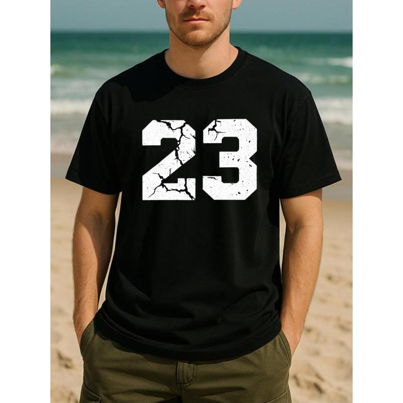 European sizes Mysterious Trend Crack Number 23 Men'S Print Short-Sleeved Shirt | All-Season, Sweat-Absorbing and Quick-Drying