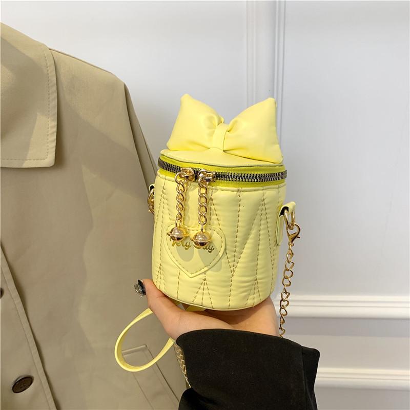 Cute Bowknot Quilted Bucket Bag 2026 New Fashion Chain Strap Crossbody Purse Korean Style Handbag for Women CLE