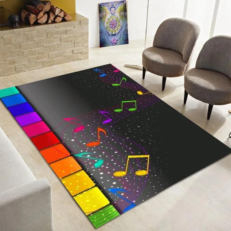 Piano Note Music Theme Series Carpet Home Decoration Bedroom Living Room Large Area Carpet Room Bedside Non-slip Floor Mat