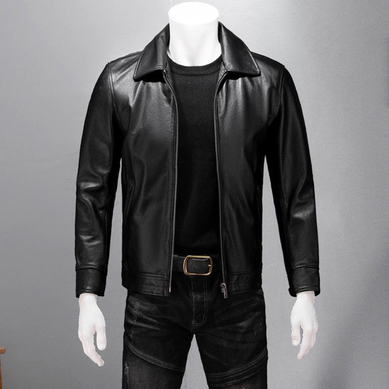 Sheepskin is really good leather men's leather jacket business casual slim fit leather jacket
