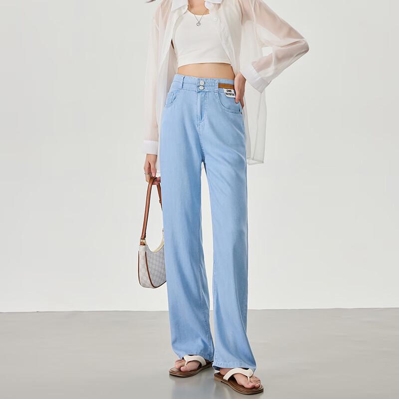 Langsha Women's Tencel High Waist Straight Leg Jeans