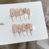 Pure Hand-made Phototherapy Wear Nail Tablets Cat Eye Pink Melody Wear Nail Finished Product Reusable Nail Patches